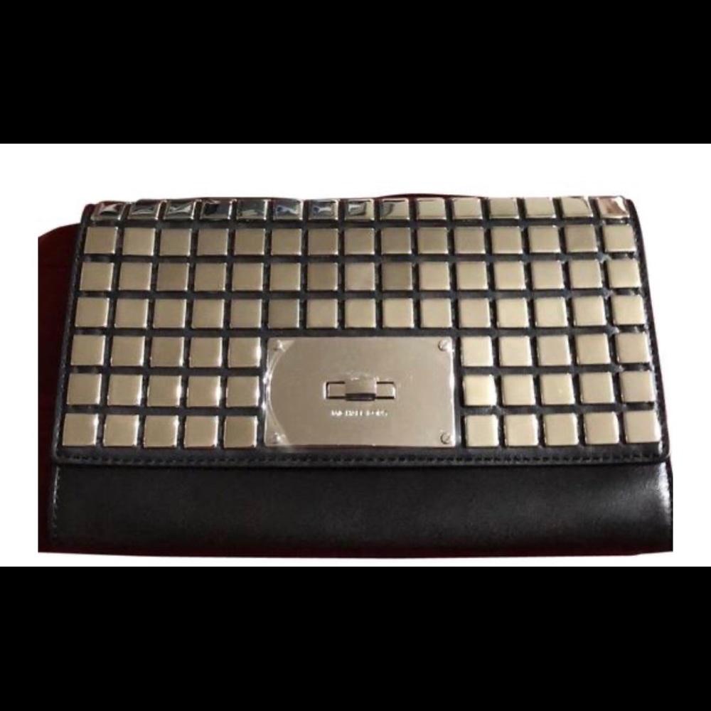 MICHAELS KORS NATALIA TILE GENUINE LEATHER CLUTCH - Picture 12 of 12